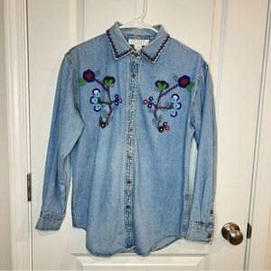 Petite Sophisticate Light Blue Denim Shirt